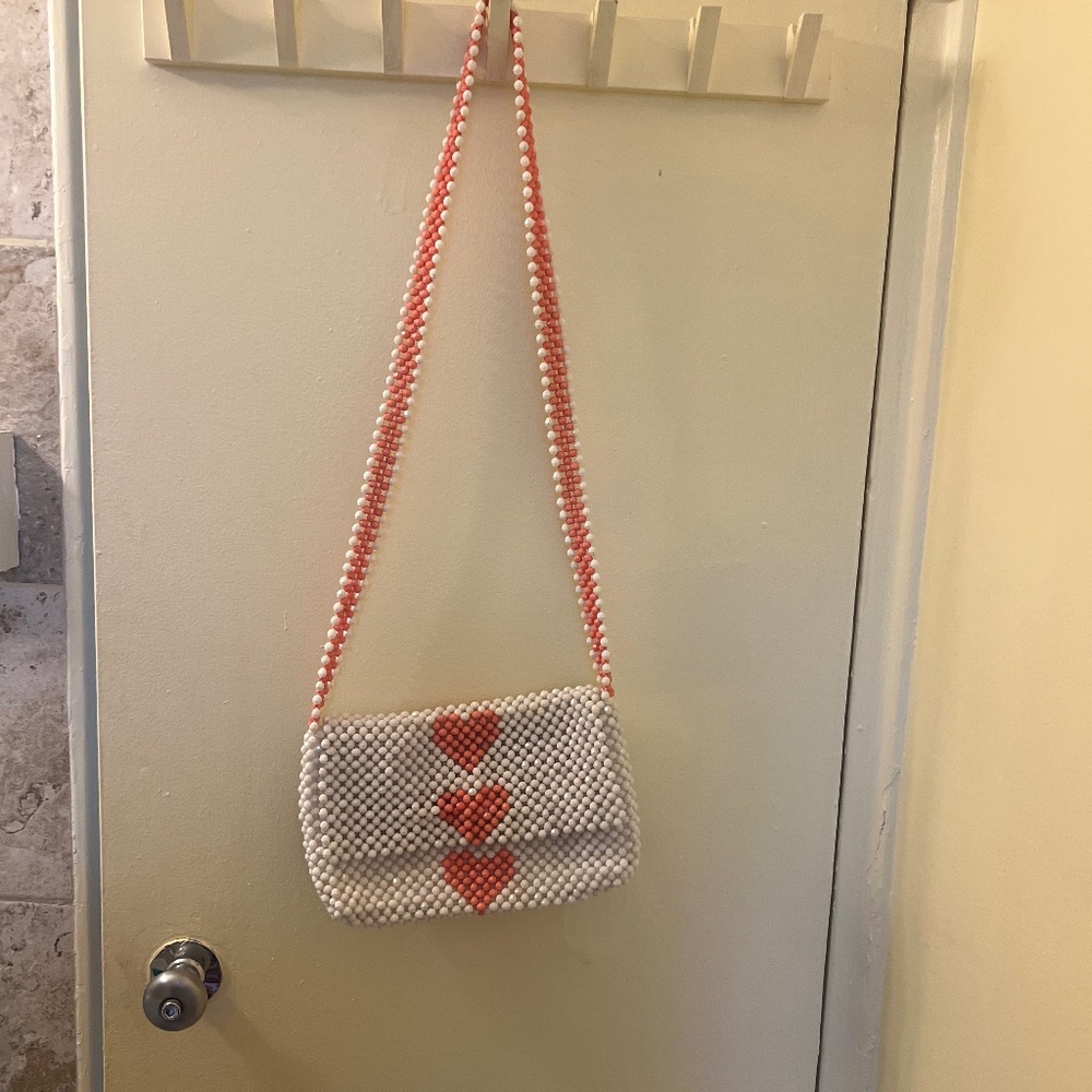 Beaded Heart Crossbody Bag
